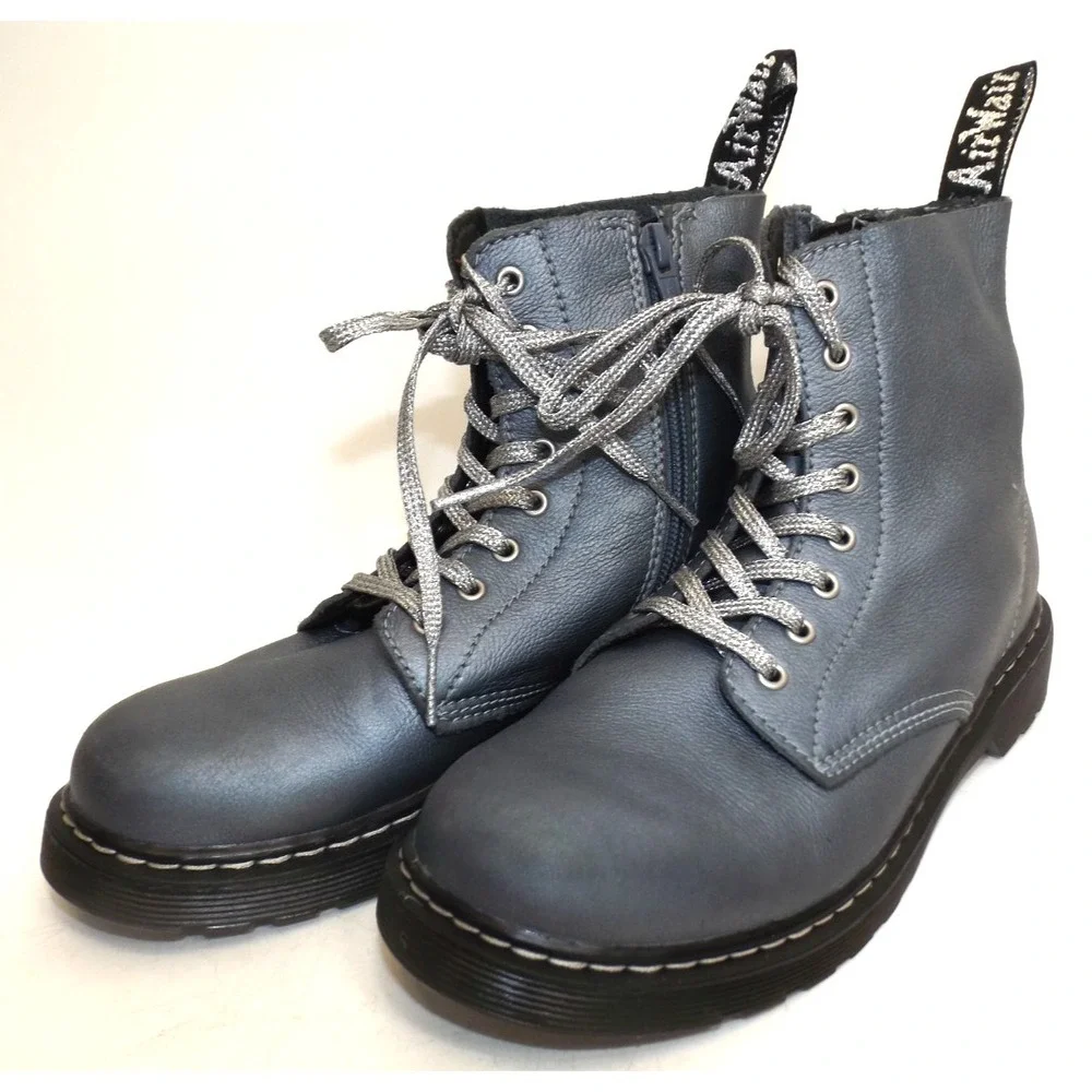 Dr. Martens DOCA 1460 Pascal Boot Gunmetal Metallic SPARKLE LACE unisex -GIRLS 5
